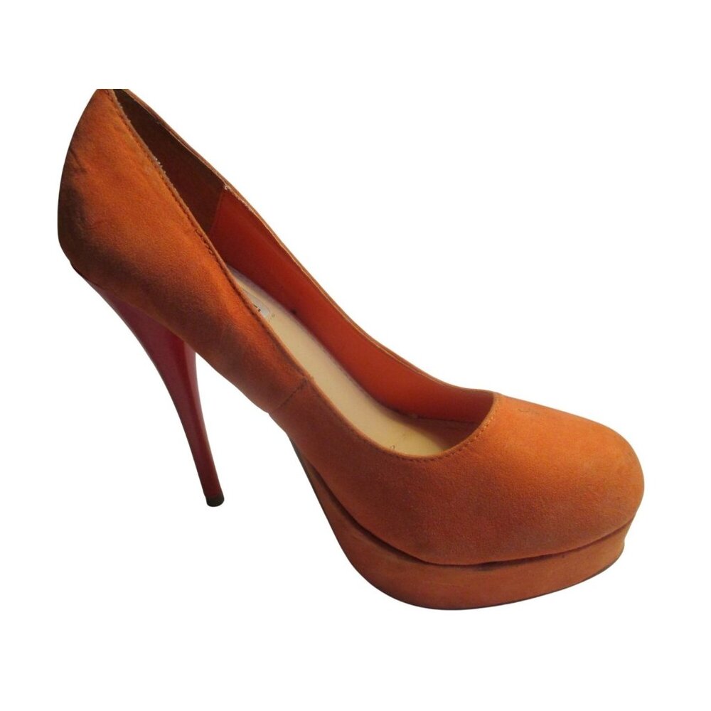 *Edgy! Marco Santi Orange Suede Pumps w Patent Stiletto Heel - Size 8M